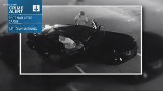 CMPD looking for suspect who shot a man following a car crash