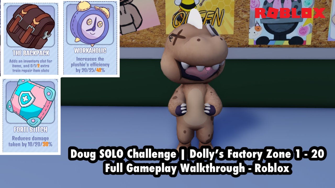 Doug SOLO Challenge | Dolly’s Factory Zone 1 - 20 Full Gameplay Walkthrough - Roblox