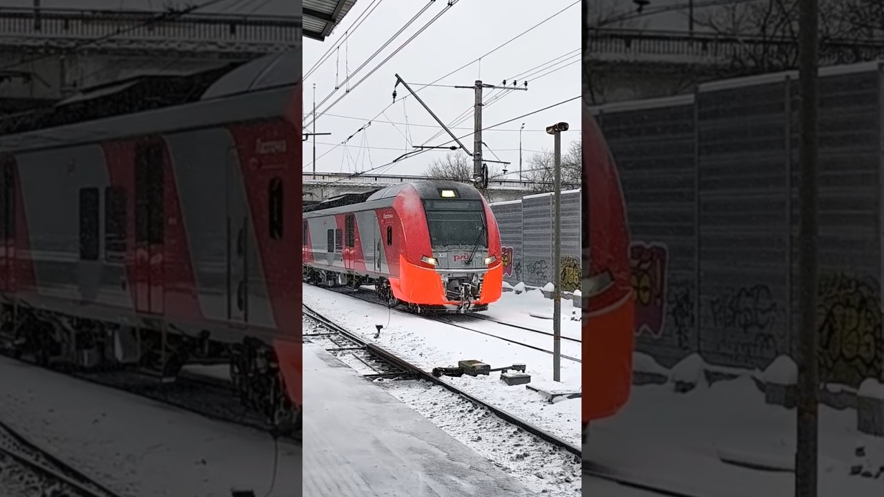 Электропоезд ЭС1П-041 "Ласточка" выполняет манëвры на станции Кусково