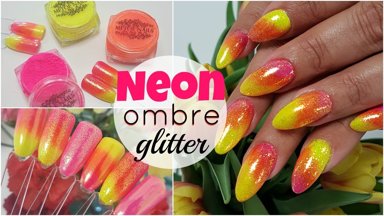 Neon ombre glitter nails ♥ Beautynailsfun.nl - YouTube