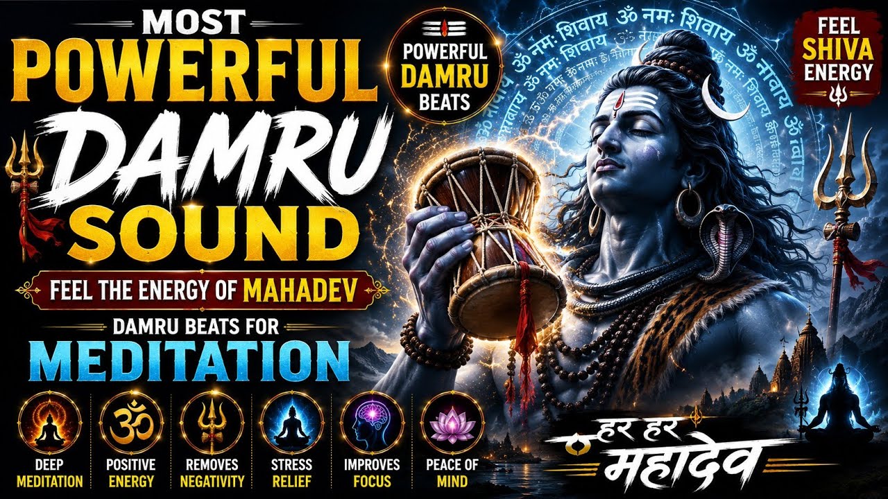 Most Powerful Damru Sound | Feel the Energy of Mahadev | Shiva Damru Beats for Meditation