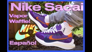 Nike SACAI VaporWaffle morado, dark iris - detalles y En-Pie - YouTube