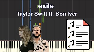 Taylor Swift ft. Bon Iver - exile | Piano Tutorial Sheet Music