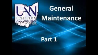 General Maintenance – Part 1