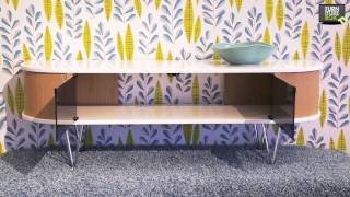 HUGO Tv-bänk Vit/Ekkant med Kromade ben Furniturebox