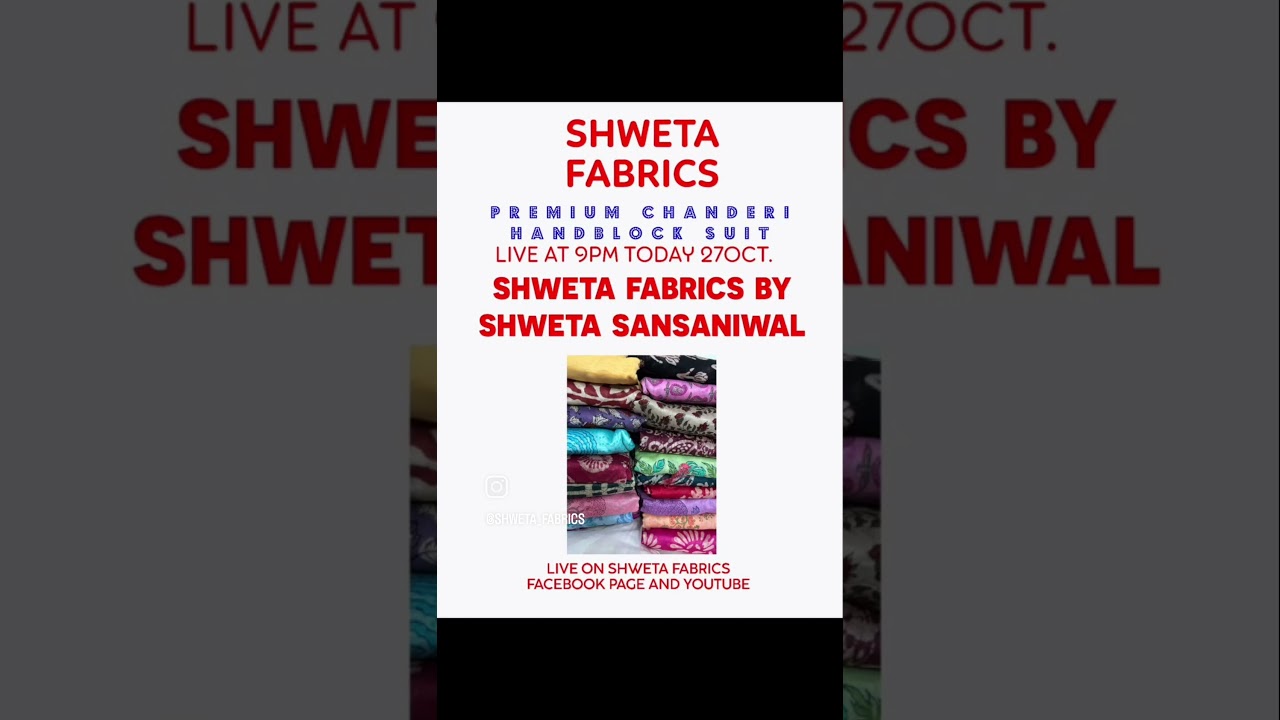 PREMIUM CHANDERI SILK HANDBLOCK SUITS LIVE AT 9PM ON SHWETA FABRICS#