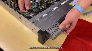 Lenovo ThinkSystem SR860 V4 removing an E3.S CMM drive cage and backplane