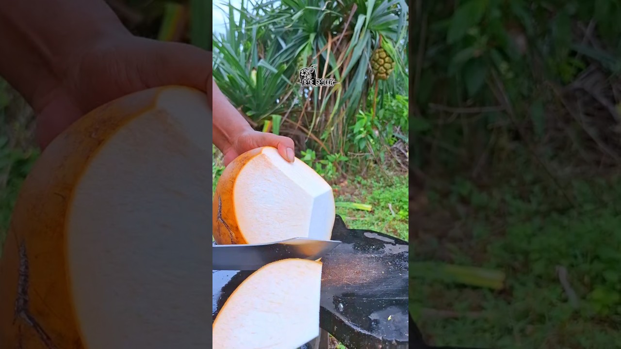 crispy ASMR orange coconut peeling