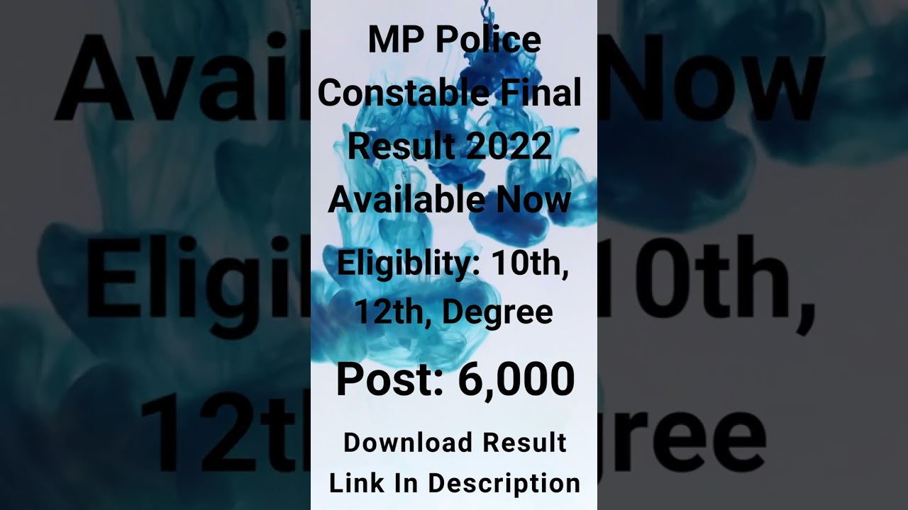 MPPEB MP Police Constable Final Result 2022 | Link In Description |