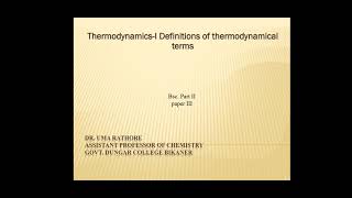bscll paperlll , definitions of thermodynamical terms