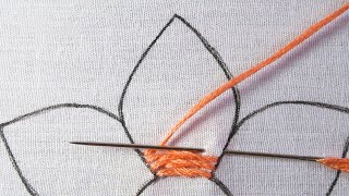 Super easy hand embroidery feather stitch Variation beautiful flower design needle work tutorial