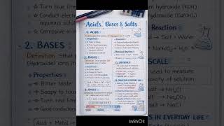 acid and bases and salt chemistry short notes #viralshort #notes ❤️❤️