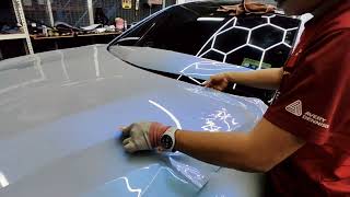 Car Wrappingcys Platinum Dreamy Blue Ash X-Dr10 Porsche Panamera 4S Geowrap