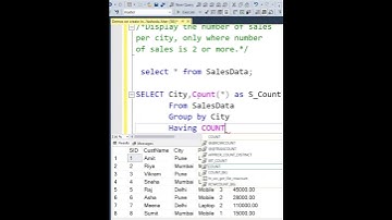 SQL Interview Questions | Get Number of Sales per City | SQL GROUP BY + HAVING Clause