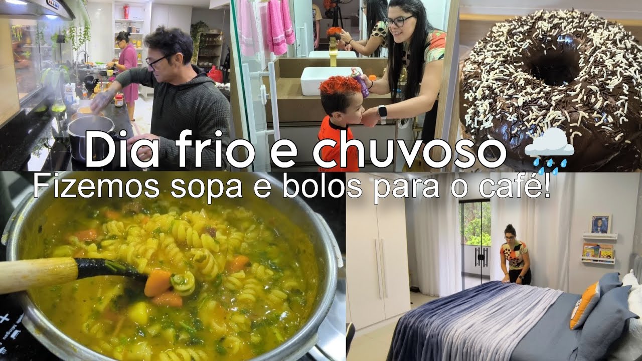🌧️DIA CHUVOSO E FRIO ❄️| fizemos SOPA para aquecer 🍜| BOLO DE FUBÁ com GOIABADA | rotina real 