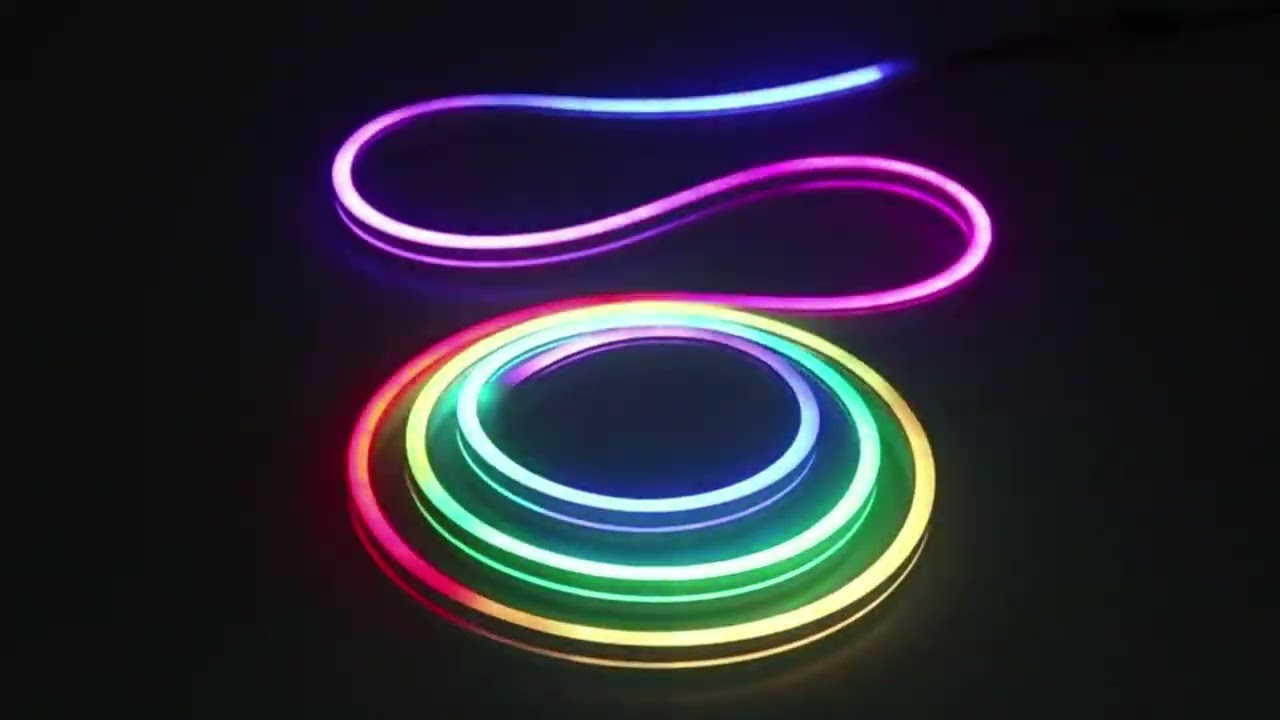 TUYA 네온 LED 스트립 조명 12-24V 84LED/M 실리콘 네온 로프 라이트(음