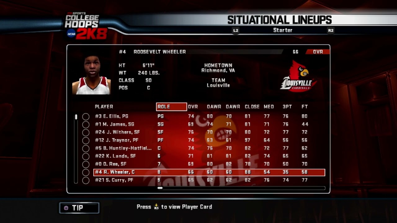 Louisville - Starting Lineup - College Hoops NCAA 2K8 Roster Update 2023