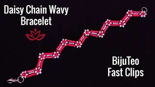 Daisy Chain Wavy Bracelet With Bugle Beads - Fast S