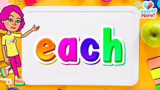 Sight Word For Kindergarten Each High Frequency Word Learn To Read & Spell Theasianparent