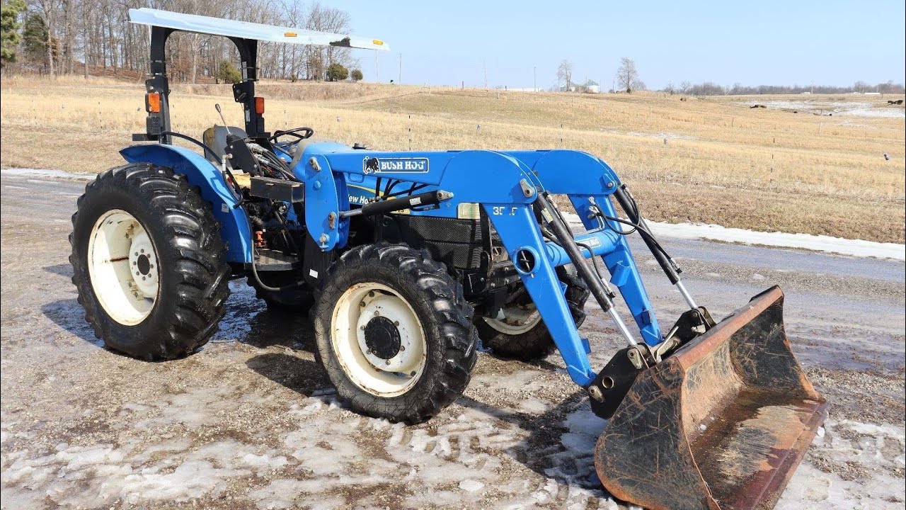 New Holland TT75A Tractor with Bush Hog 3545 Front End Loader and Bucket