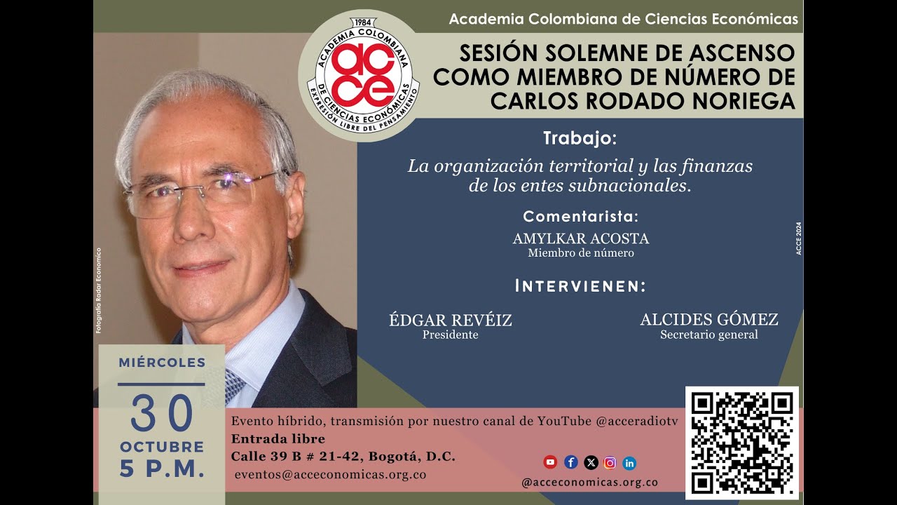 Ceremonia de ascenso como miembro de número de Carlos Rodado Noriega