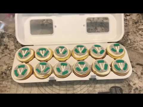 Making a Fortnite Treasure Chest Cake and V Buck Cupcakes