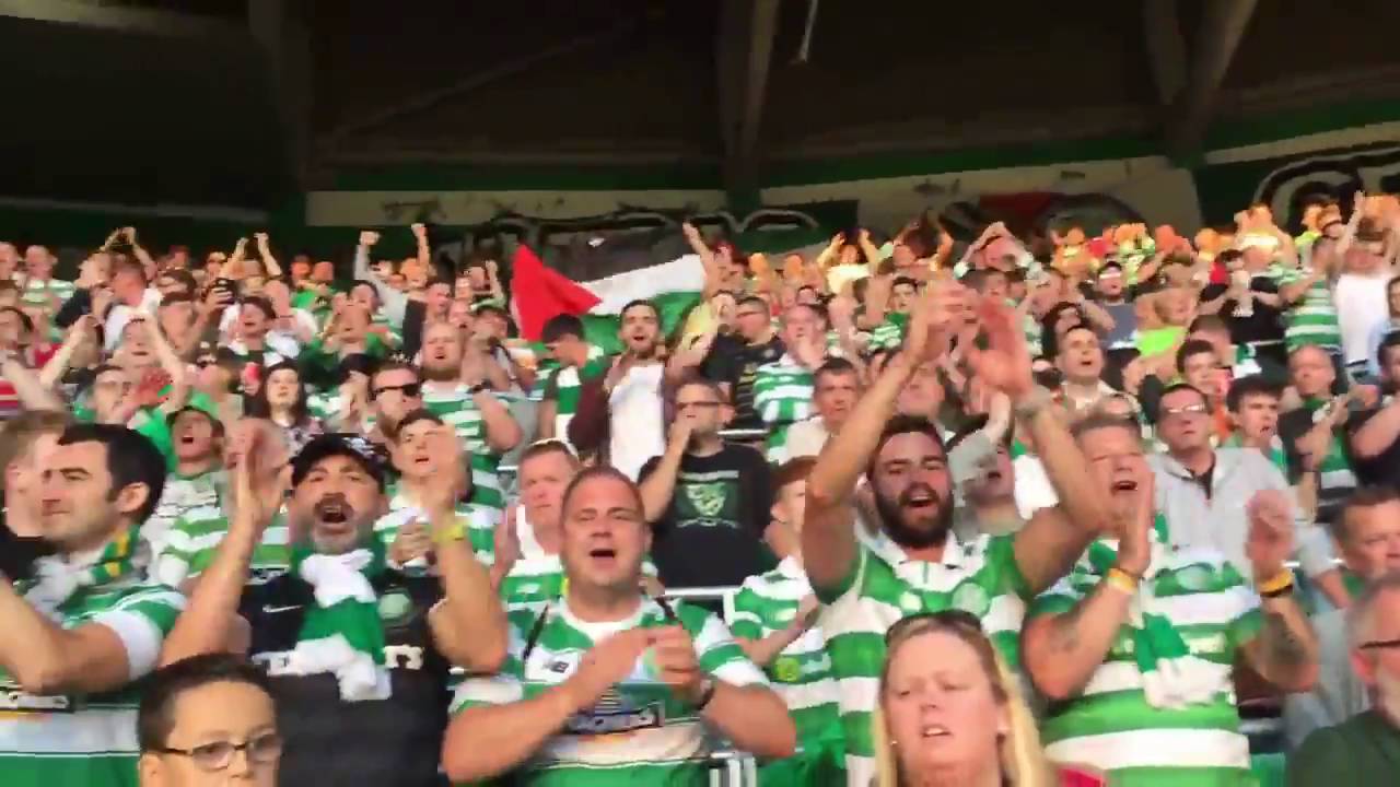 Celtic fans defy ban to raise the Palestinian flag