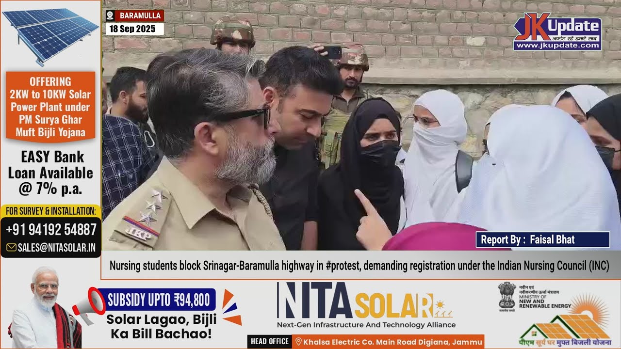 Nursing students block Srinagar Baramulla highway in 