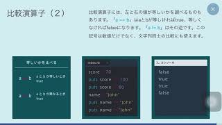 #プロゲート #プログラミング　#programming【Progate】Ruby Ⅰ  Chapter3 13.比較演算子(2) vol.54
