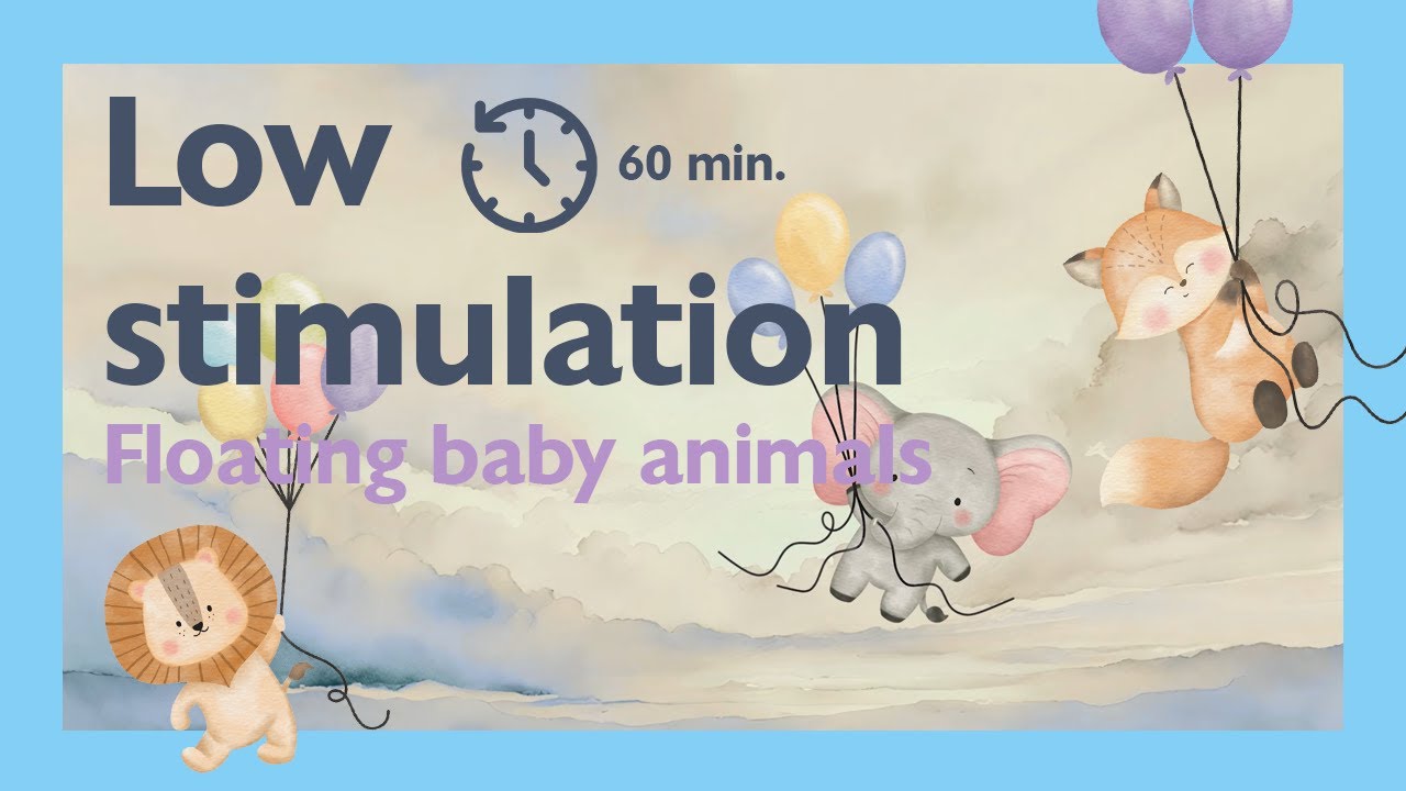 Baby Relaxing Video | Cute Animals Floating with Balloons | Low Stimulation Video for Sleep