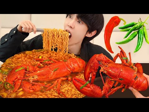 ASMR KOREAN SPICY ROBSTER RAMEN RECIPE 직접 만든 랍스터 라면 먹방 &amp;<strong>amp</strong>; 레시피 NOODLES SEAFOOD MUKBANG EATING <strong>SOUNDS</strong>