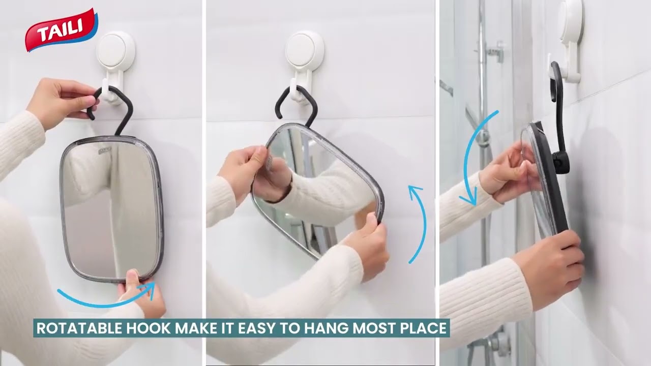 TAILI Fog-Free Shower Mirror for Shaving, Removable Bathroom Mirror for