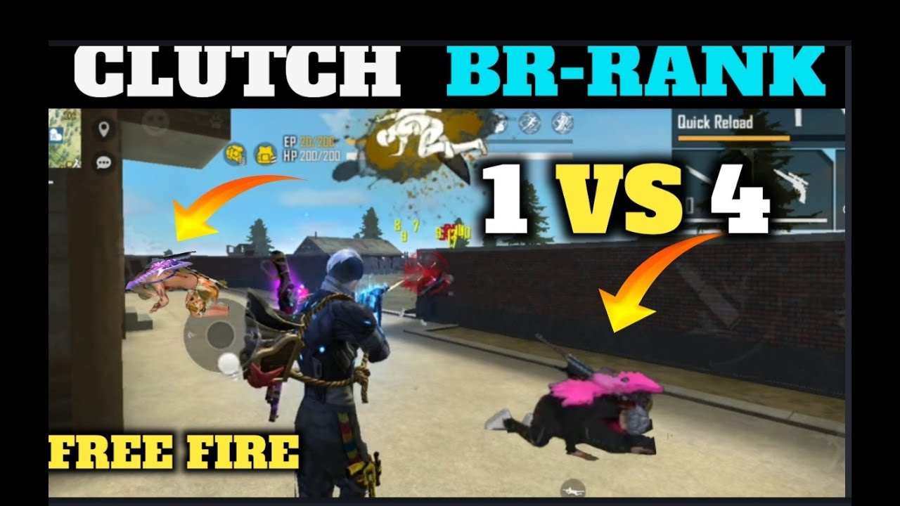 Free fire 1 vs 4 CLUTCH in BR-RANK 😲😲. - YouTube
