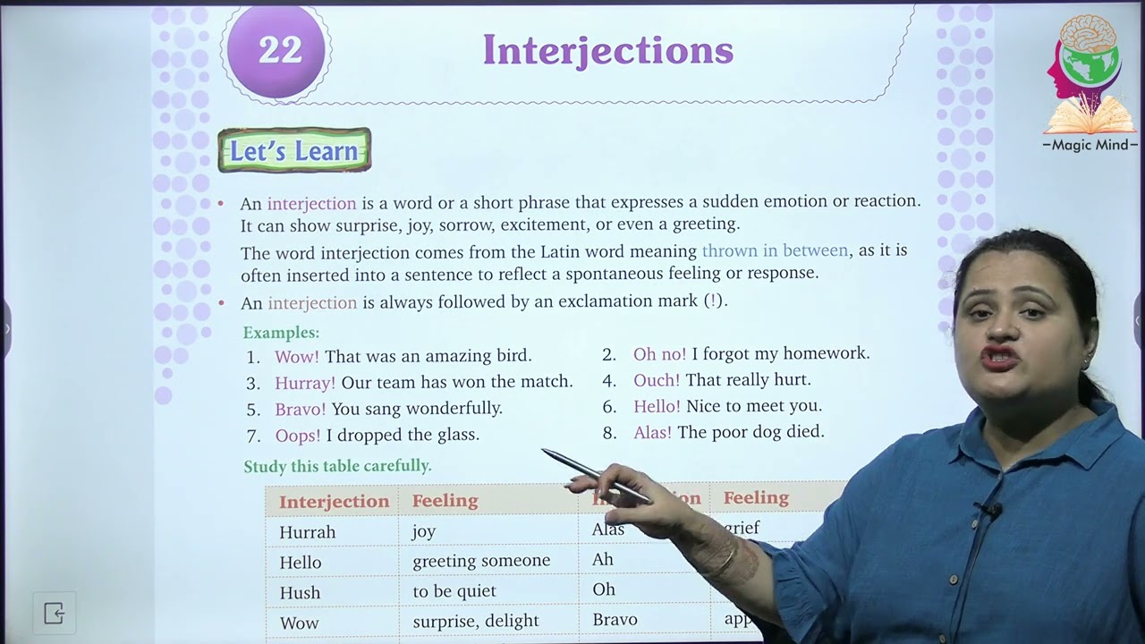 MAGIC MIND PEBBLES OF GRAMMAR CLASS 6 CHAPTER 22 INTERJECTIONS