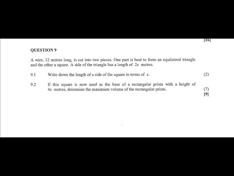 GRADE 12|MATHS P1|MAY-JUNE 2023|Q9-OPTIMIZATION - YouTube