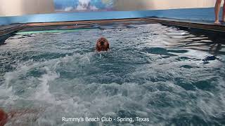 Puppy Den Retriever Learning How To Jump In Pool With 3Yo Dens Help. So Fun
