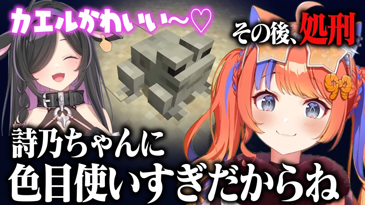 【あらなみマイクラ】詩乃ちゃんへの愛が重すぎてカエルに嫉妬心を燃やす猫屋敷美紅【にじさんじ/切り抜き】