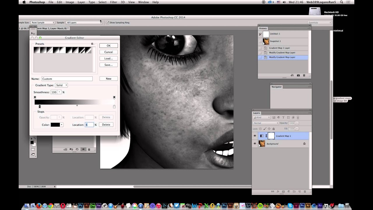 Photoshop gradient maps and turn an image grayscale ...