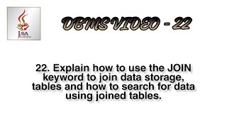DBMS-22  How to use the JOIN keyword to join data tables and search for data using joined tables.