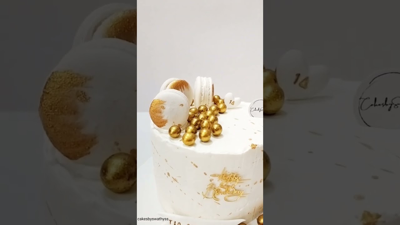 White and gold theme cake in buttercream 