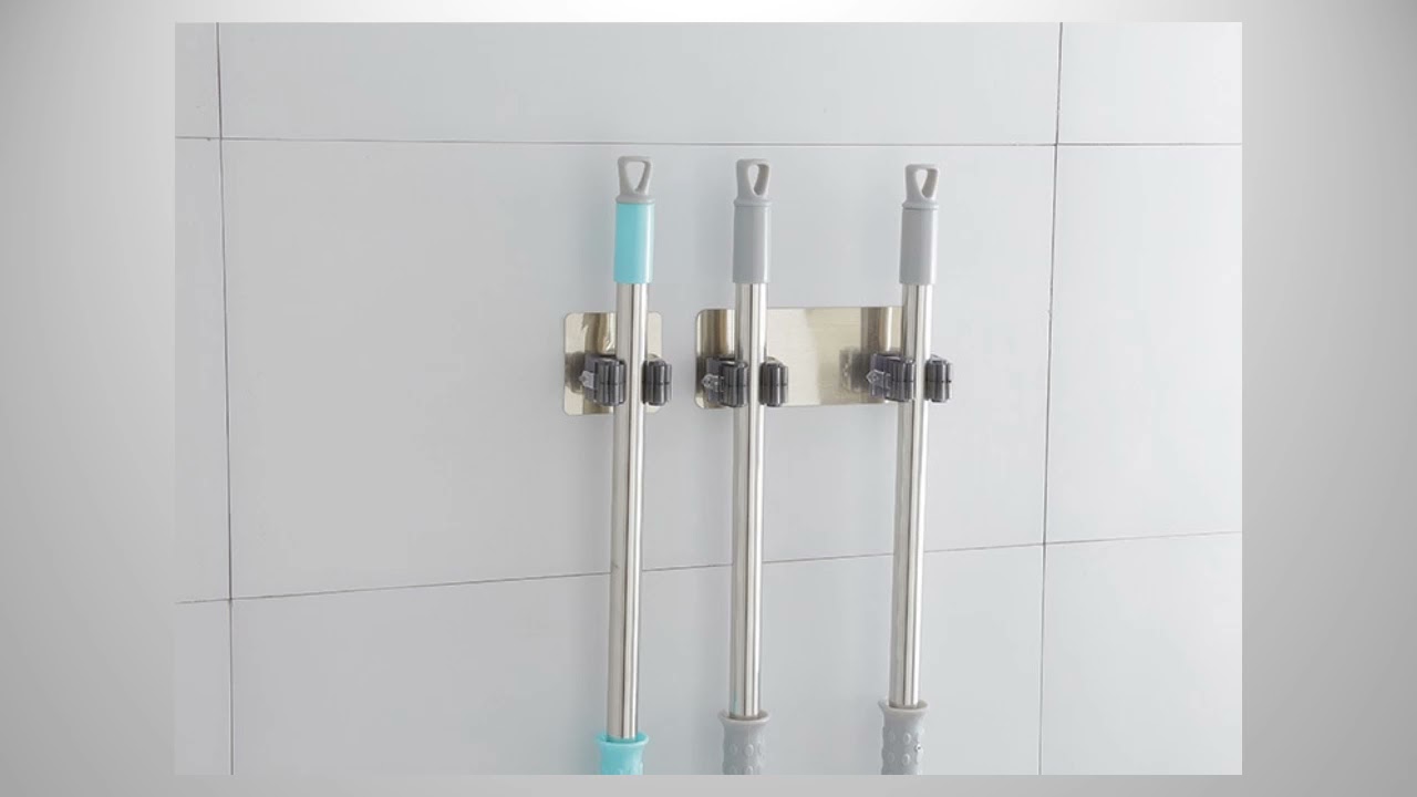 GUANYAO Adhesive Multi-Purpose Hooks Wall Mounted Mop Organizer Holder RackBrush Broom"Alibbata.com"
