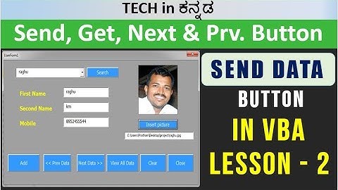 Excel VBA Tutorial in kannada: Add, Next, Prev & Search Buttons Simplified!|| Lesson 2