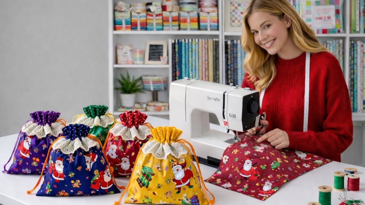 🎁 Sew in 10 Minutes! \DIY Christmas Gift Bags \Easy and Simple Sewing Project