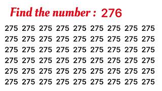 Find the Number "276". Test your eyes. Sharpen your Brain. Number Challenge.