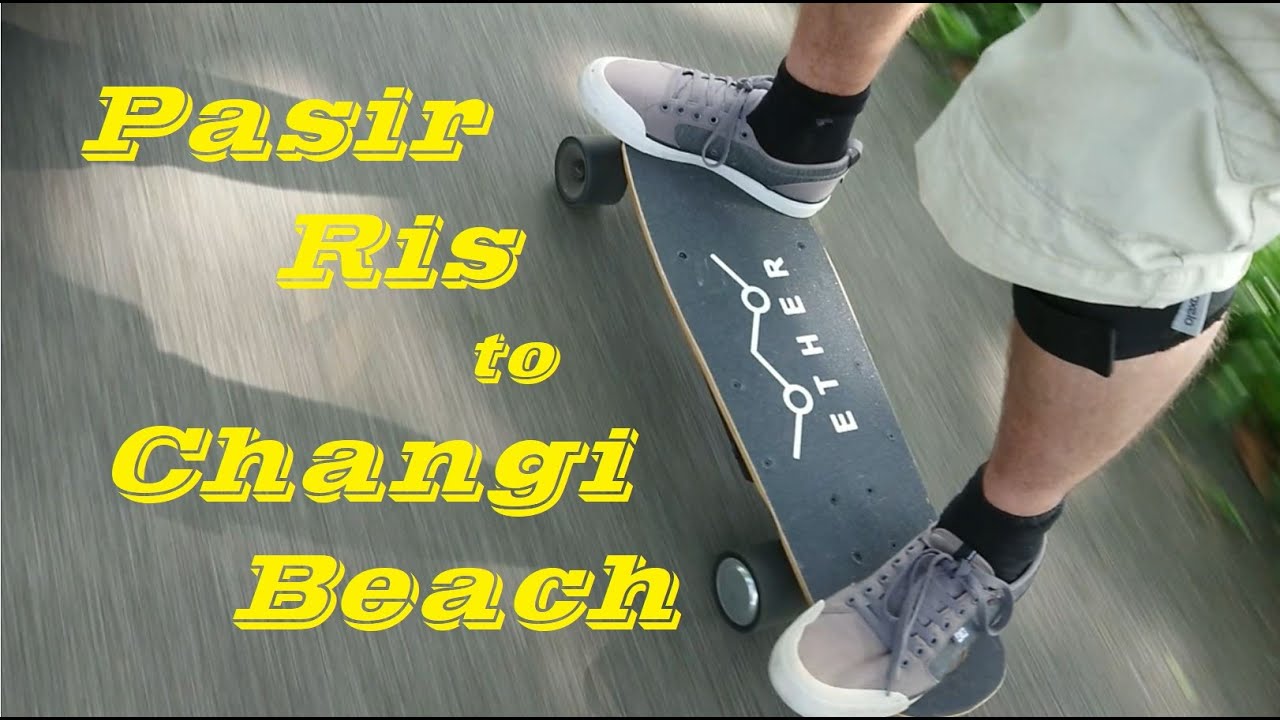 Ether Dual Electric Skateboard ride from Pasir Ris Park to Changi Beach Park on PCN, Singapore. Raw.