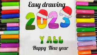 how to draw new year / Happy New Year /  new year drawing 2023 / easy drawing New Year 2023🌹🌹 screenshot 3