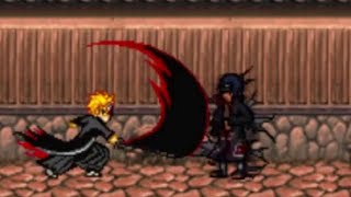 Hollow Ichigo Bankai Vs Itachi - Bleach Vs Naruto 3.8.5.9 Gameplay.
