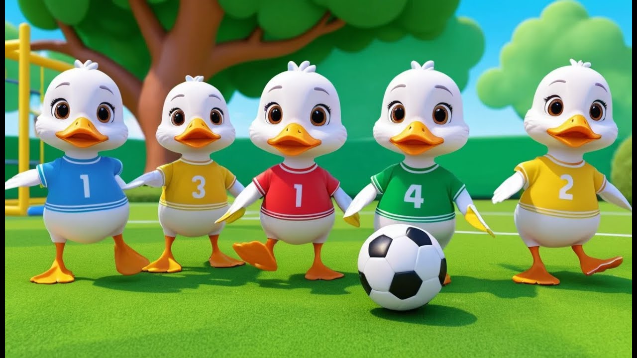Five Little Ducks Play Football ⚽🦆 | Fun Sports Adventure and Learning Nursery Rhyme for Kids