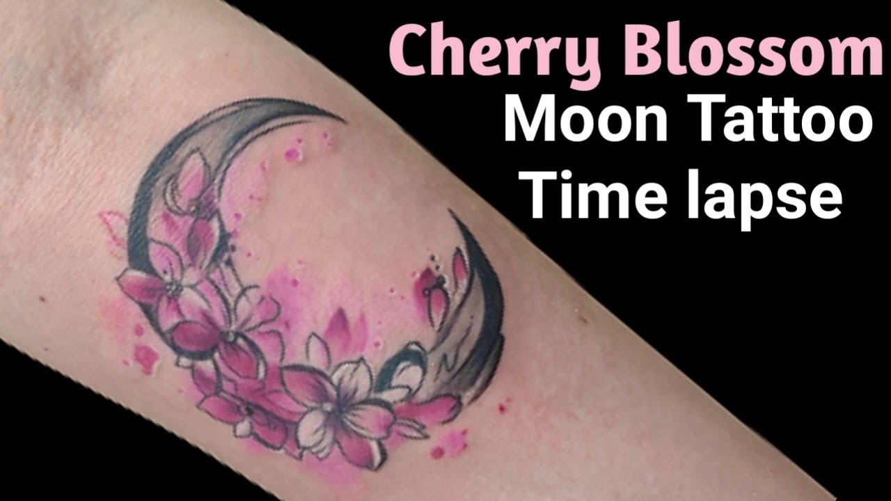 🌸CHERRY BLOSSOM MOON🌙 TATTOO TIME LAPSE