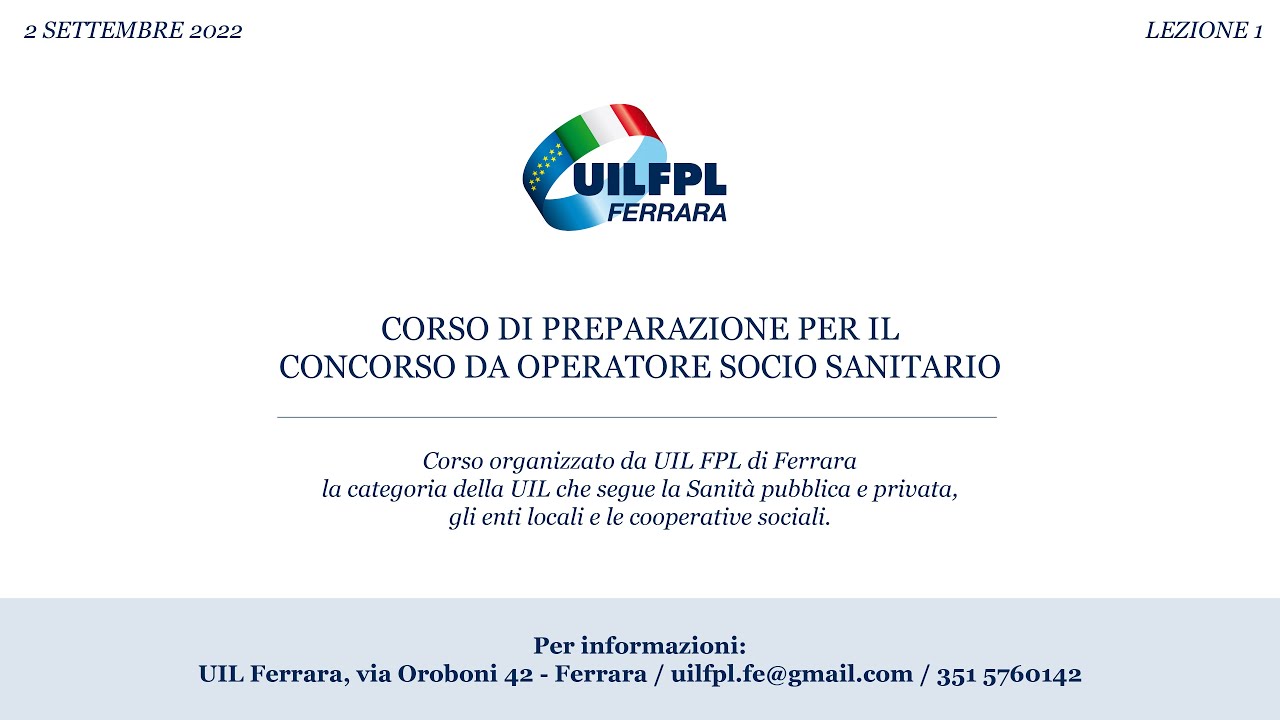 CORSO DI PREPARAZIONE PER IL CONCORSO da OPERATORE SOCIO SANITARIO – 2 settembre 2022